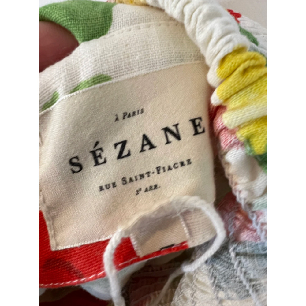 Sezane 4 Carlotta Linen Puff Sleeve Maxi Dress $450 Floral Poppy Square Neck 36 - Picture 12 of 13